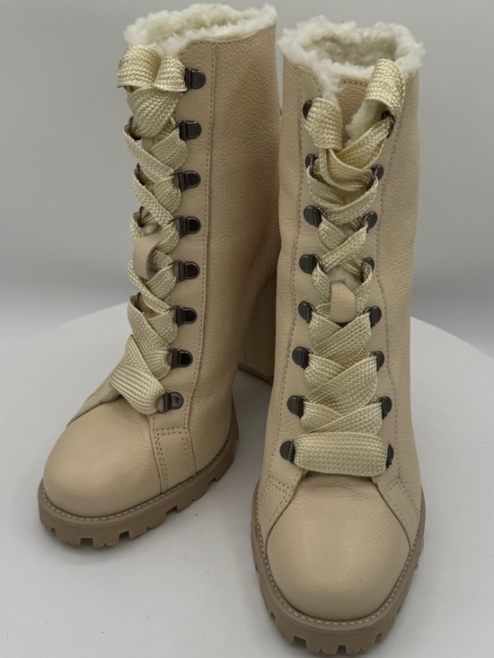 Shutz Shoes - SCHUTZ Zhara Winter Womens Cream Leather Lace-Up Combat Boots 9.5 NEW MSRP $178